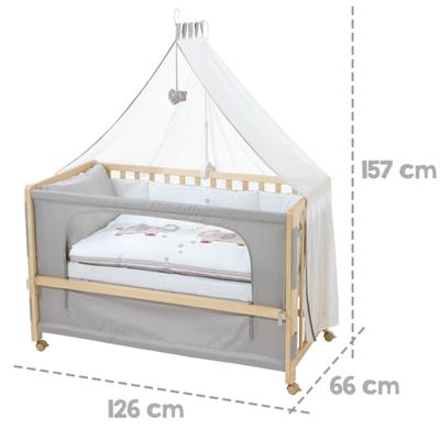 roba Babybed Room Bed 60 x 120 cm (Jumbo Twins grijs, Naturel)