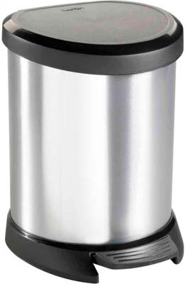 Pedaalemmer Decobin Ovaal 5Ltr met binnenemmer Zilver Metallic Curver