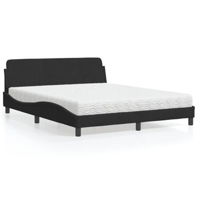 Bed met matras "Dover" fluweel zwart 160x200 cm