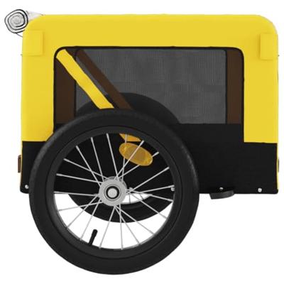 Hondenfietstrailer oxford stof en ijzer geel en zwart - thumbnail