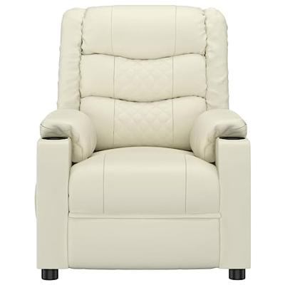 Massagestoel elektrisch kunstleer crèmekleurig