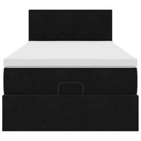 Ottoman bed met matras 90x190cm fluweel zwart - thumbnail