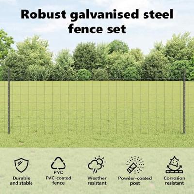 VidaXL Hek met paal grijs 0,8 x 10 m staal