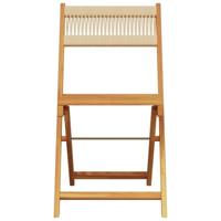 Bistrostoelen 2 st massief acaciahout en polypropeen beige - thumbnail