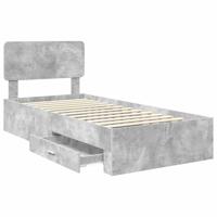 Bedframe met hoofdeinde Beton Grijs 90 x 190 cm Bewerkt hout - thumbnail