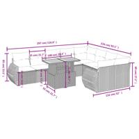 10-delige Loungeset met kussens poly rattan zwart - thumbnail