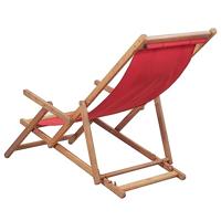 Strandstoel inklapbaar stof en houten frame rood - thumbnail