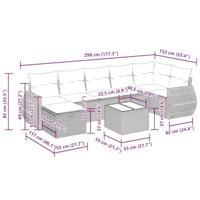 8-delige Loungeset met kussens poly rattan lichtgrijs - thumbnail