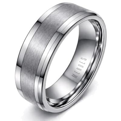 Wolfraam heren ring Geborstelde streep 8mm-19mm