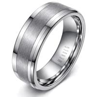Wolfraam heren ring Geborstelde streep 8mm-19mm - thumbnail