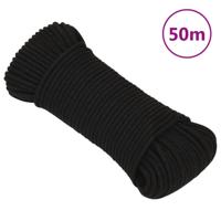 VidaXL Werktouw 4 mm 50 m polyester zwart - thumbnail