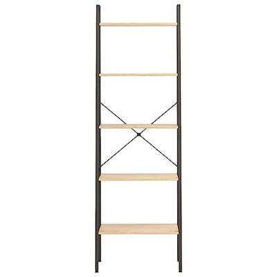 Opbergmeubel met 5 lagen 56x35x174 cm lichtbruin en zwart