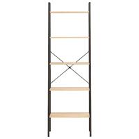 Opbergmeubel met 5 lagen 56x35x174 cm lichtbruin en zwart - thumbnail