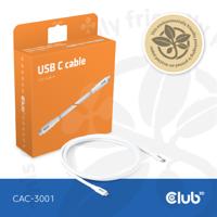 club3D USB-C-kabel USB-C stekker 2.00 m Wit CAC-3001 - thumbnail