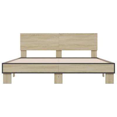 Bedframe bewerkt hout metaal sonoma eikenkleurig 160x200 cm
