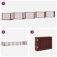 Hondenhek inklapbaar 10 panelen 800 cm populierenhout bruin - thumbnail