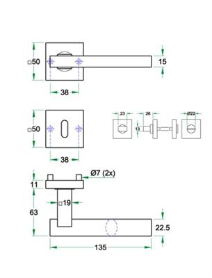Krukgarn VOQUE rvs mat WC 8mm