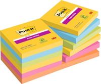 Post-It Super Sticky Notes Carnival, 90 vel, ft 76 x 76 mm, pak van 12 blokken - thumbnail