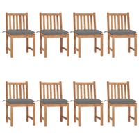 Tuinstoelen 8 st met kussens massief teakhout - thumbnail