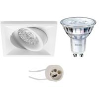 Philips - Led Spot Set - Sceneswitch 827 36d - Pragmi Qiundo Pro - Gu10 Fitting - Dimbaar - Inbouw Vierkant - Mat Wit - - thumbnail