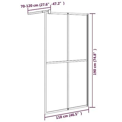 Inloopdouchescherm 118x190 cm donker gehard glas - thumbnail
