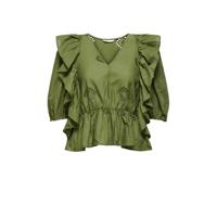 ONLY blouse ONLIRMA met volant groen - thumbnail