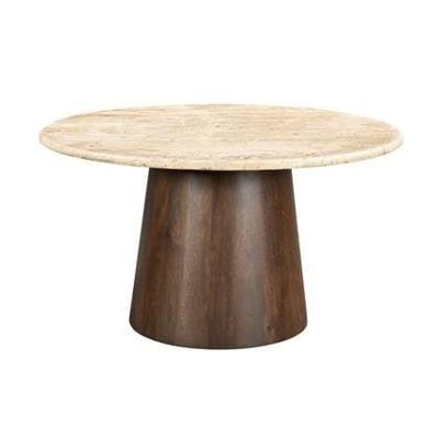 Sohome Ronde Eettafel 'Bailey' Mangohout en travertin, 130cm