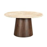 Sohome Ronde Eettafel 'Bailey' Mangohout en travertin, 130cm - thumbnail