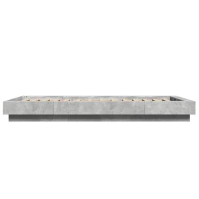 Bedframe met LED-verlichting bewerkt hout betongrijs 100x200 cm - thumbnail