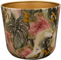 TS Collection bloempot monstera kunststof, metaal 16x14cm mystery - thumbnail