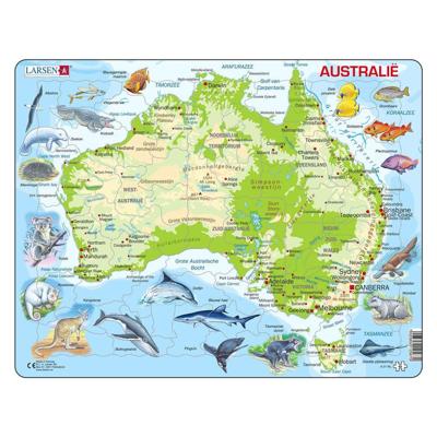 Selecta Larsen legpuzzel kaart australie geografisch met dieren, 65st. Selecta Larsen legpuzzel kaart australie geografisch met dieren, 65st.