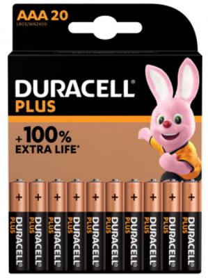 Duracell Plus-AAA CP20 Micro (AAA)-batterijen, alkalinemangaan, 1,5 V, 20 stuks
