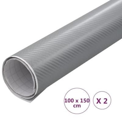 VidaXL 2 st autofolie 4d 100x150 cm zilverkleurig