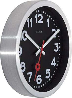 Wandklok/Tafelklok - Zwart - Aluminium - 'Stationnummers'