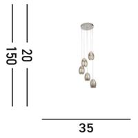Searchlight 5-lichts vide hanglampCyclone chroom met smoke - 97291-5SM - thumbnail