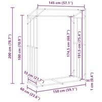 Haardhoutrek met regenhoes 150x60x200 cm gegalvaniseerd staal - thumbnail