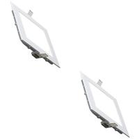 LED Downlight Slim 2 Pack - Inbouw Vierkant 12W - Helder/Koud Wit 6400K - Mat Wit Aluminium - 170mm - thumbnail