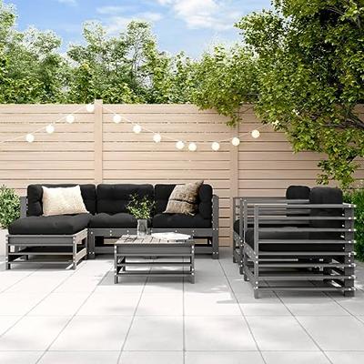 7-delige Loungeset met kussens massief hout grijs