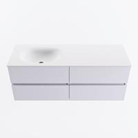 MONDIAZ VICA 130cm badmeubel onderkast Cale 4 lades. Wastafel MOON links zonder kraangat, kleur Talc. - thumbnail