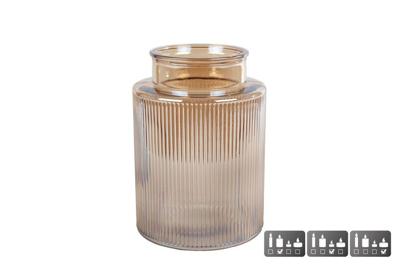 Vaas/windlicht Niamh L luster amber glas