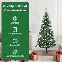 VidaXL Kunstmatig voorverlicht kerstboom groen 150 cm pvc en metaal - thumbnail