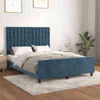 Bedframe zonder matras 140x190 cm fluweel donkerblauw - thumbnail