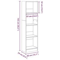Boekenkast 40x24x143 cm bewerkt hout gerookt eikenkleurig - thumbnail