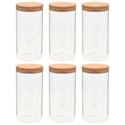VidaXL Opbergpotten met kurken deksel 6 st 1100 ml glas