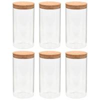 VidaXL Opbergpotten met kurken deksel 6 st 1100 ml glas - thumbnail