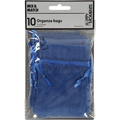 Creativ Company Organza zakjes, afm 7x10 cm, blauw, 10 stuk/ 1 doos