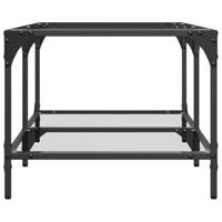 Salontafel met transparant glazen blad 98,5x50x40 cm staal - thumbnail