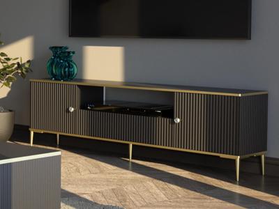 Tv-meubel PEGASUS 2 deuren 1 lade zwart/goud Tv-meubel PEGASUS 2 deuren 1 lade zwart/goud