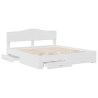 Bedframe met hoofdeinde met lade Wit 200 x 200 cm Bewerkt hout - thumbnail
