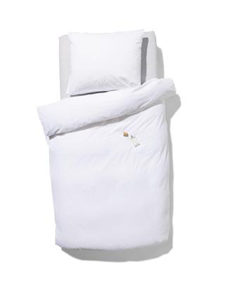 HEMA Dekbedovertrek 140x200/220cm zacht katoen structuur stip (wit)